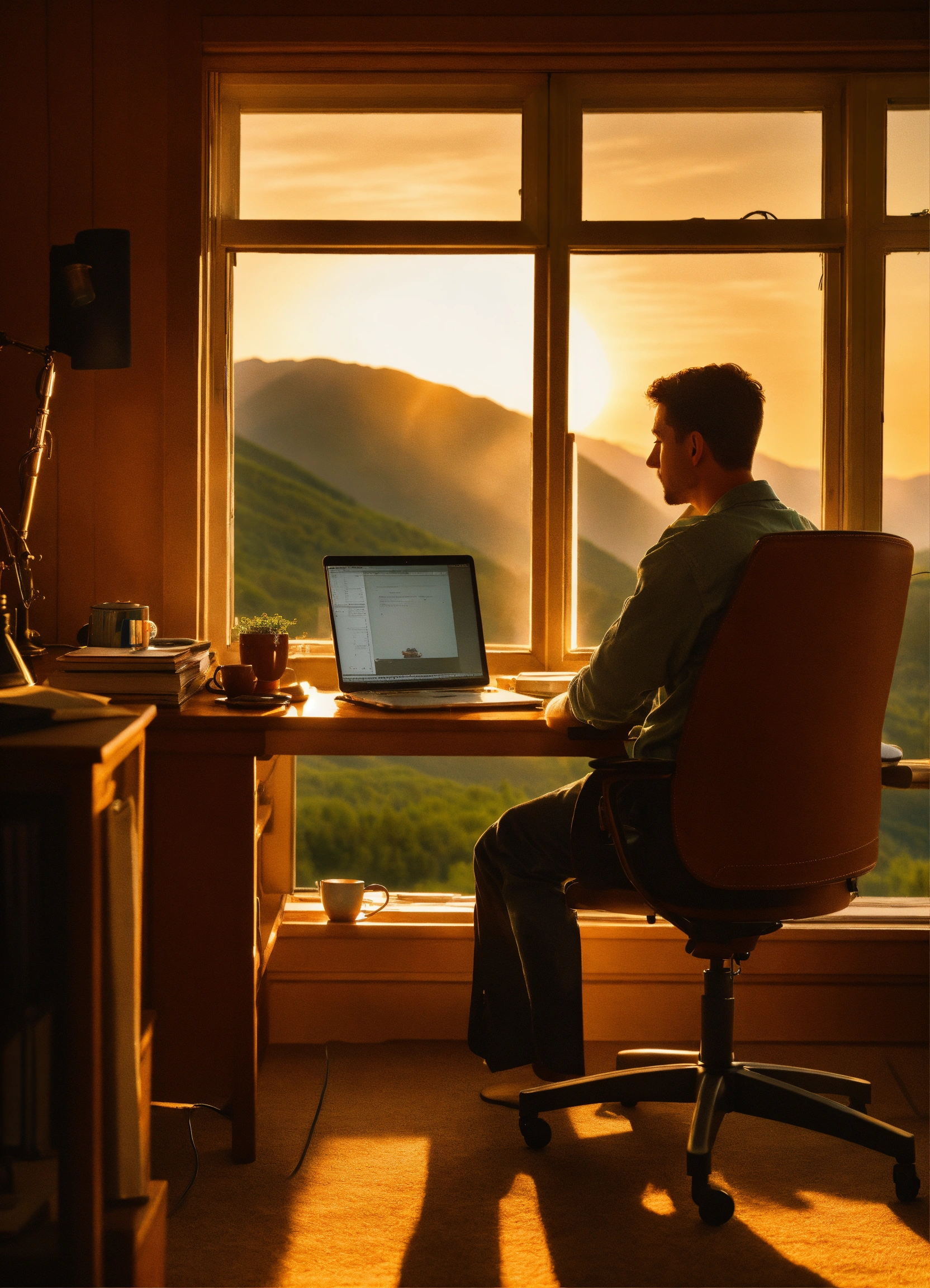 Homem sentado trabalhando em home office working home office